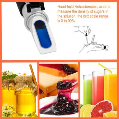 0-90% Brix Refractometer Handheld Sugar Content Fruit Juice Liquids Tester Accuracy Brix Instrument with Retail Box
