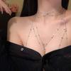 Shiny Rhinestones Tassel Sexy Chest Chain for Women Girls Fashion Metal Bra Cross Bikini Within Hollow Body Chain Zircon