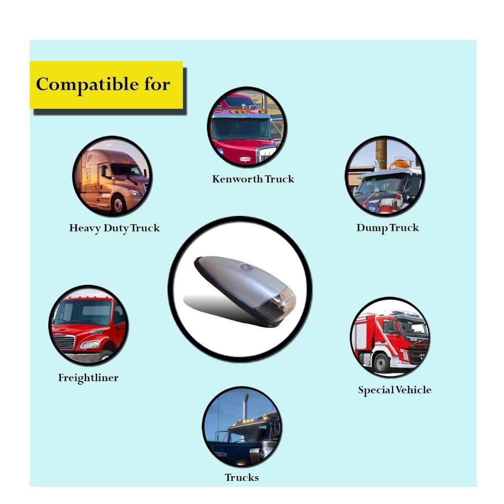 5x Clear Teardrop Roof Marker Running Lights 24V Waterproof – Top Cab Decoration Lights for Heavy Duty Trucks