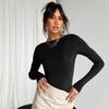 Women Slim Fit Long Sleeve Crop Top Casual Solid Color Basic Tee Streetwear Pullover Shirts for Spring Autumn Fashion