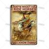 Artisian Ride Horse Metal Poster Cowgirl Cowboy Tin Plate Horse Racing Decorative Sign Wall Decor Garage Bar Pub Club Hotel Cafe