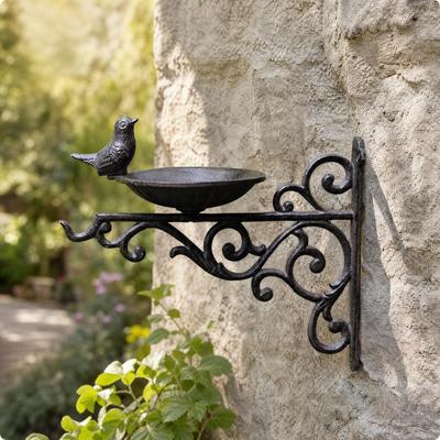 Castmetal wallMounted Bird Feeder Heavy Duty Garden Decor Slim for Patio