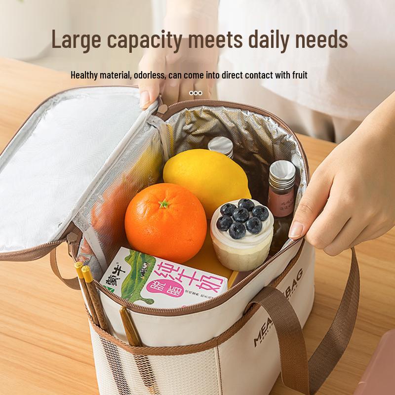 Izolowana torba na lunch z pogrubioną folią aluminiową - Wodoodporna torba bento dla pracowników biurowych i studentów