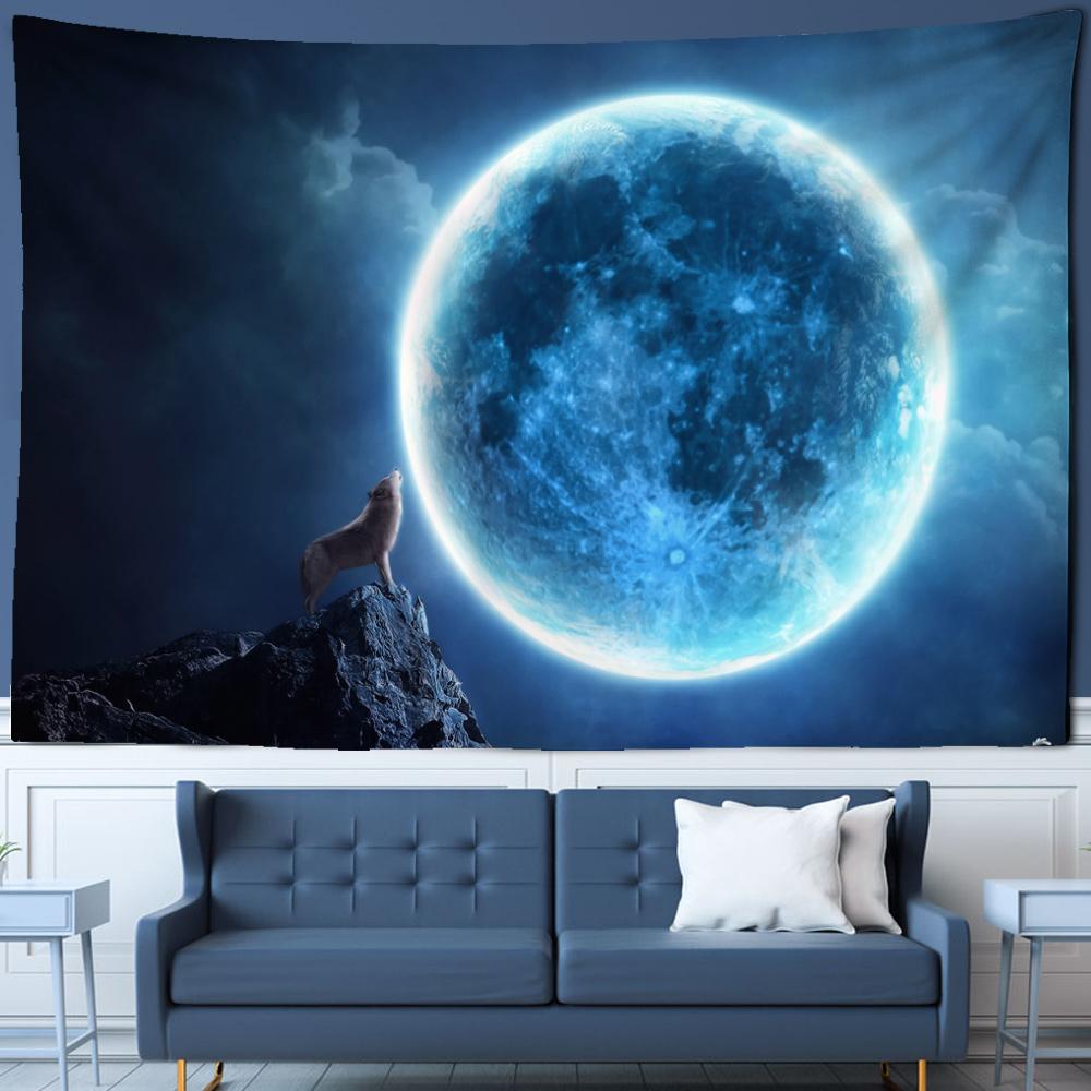Fantasy Wolf Tapestry Wall Hanging Animal Aesthetic Room Decoration Bohemian Psychedelic Mandala Home Dormitory Wall Decoration
