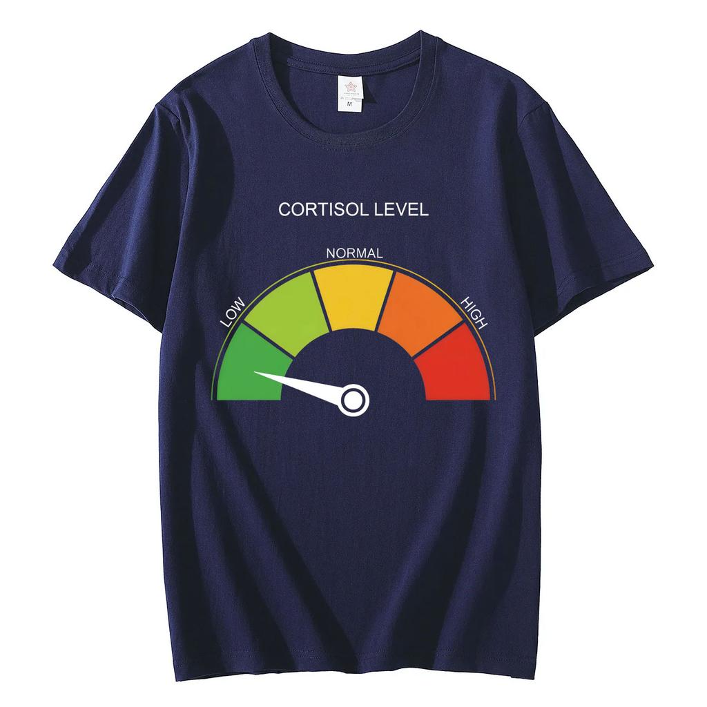 Low Cortisol Level Funny Stress Meme Tshirt High Quality Fashion Short Sleeve T Shirts Men Women Casual Loose Cotton Tshirts