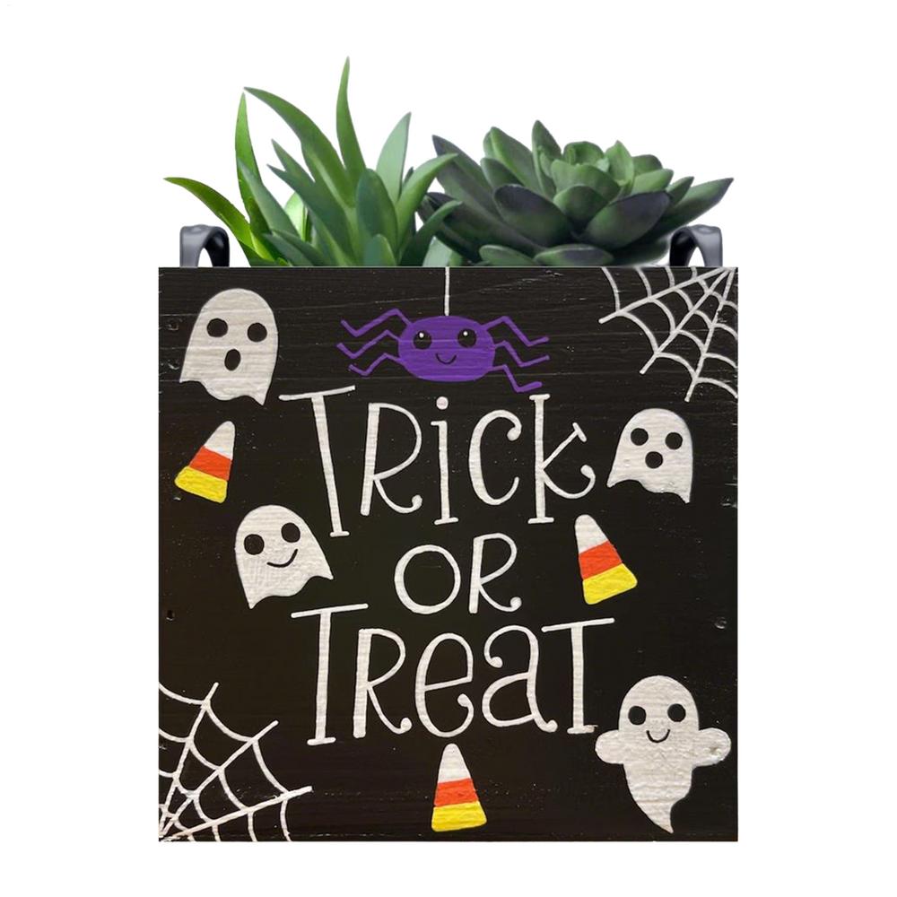 Halloween Boxes For Treats Wooden Square Candy Container Party Supplies For Kids Adults Holiday Family Gathering Classroom Home