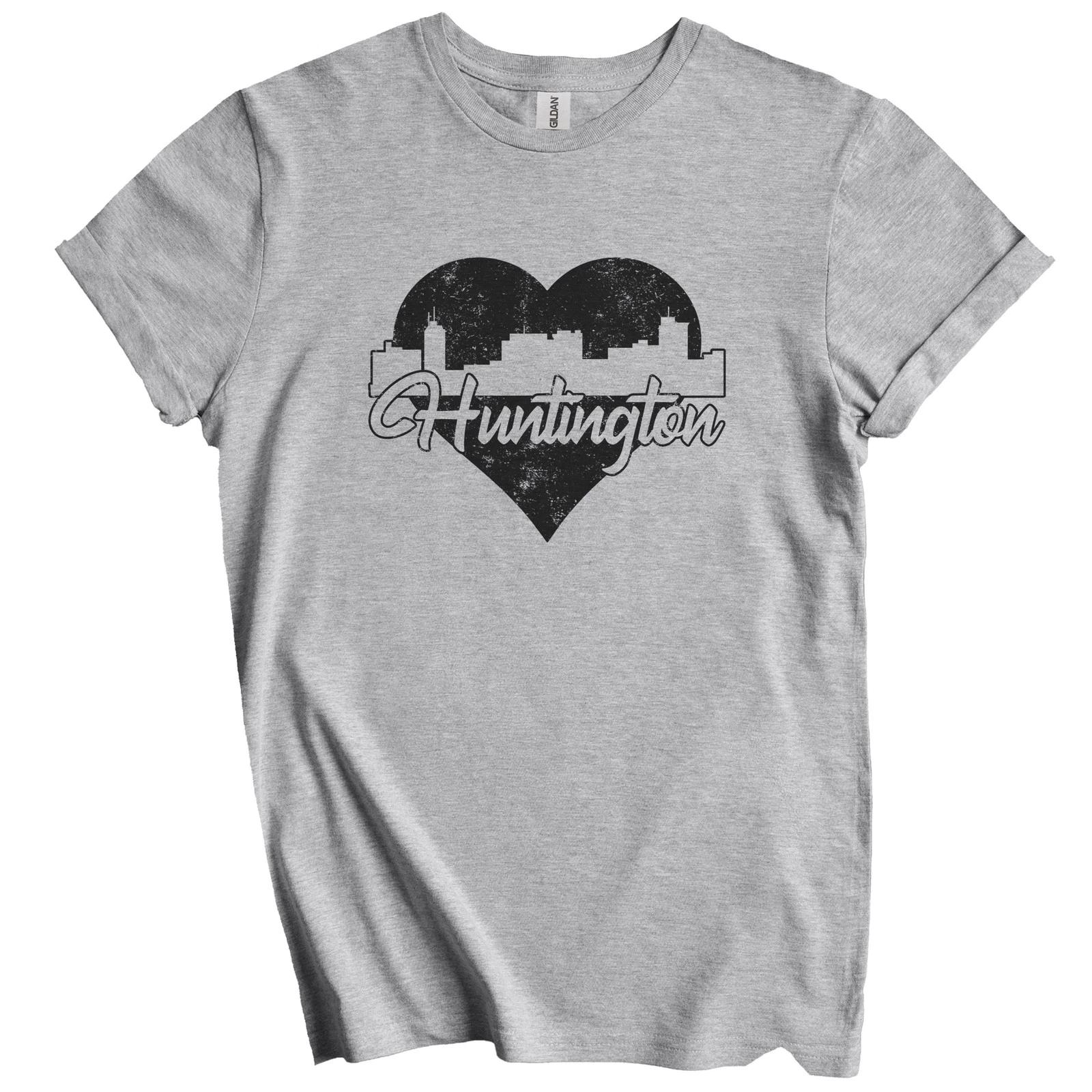 Retro Huntington West Virginia Skyline Heart Distressed T-Shirt 4XL