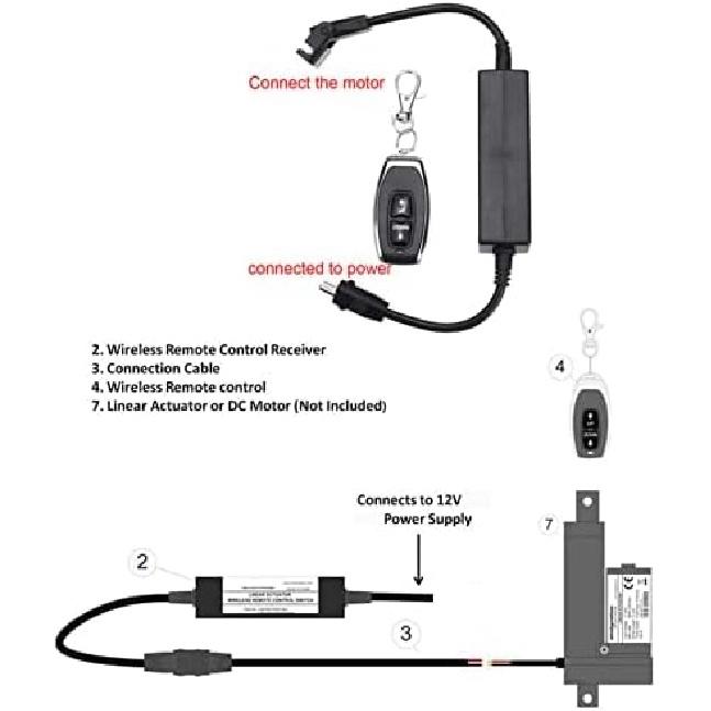 12V DC Motor Linear Actuator Remote Control DPDT Switch Forward Reverse for Simple Domestic Remote Control 433.92MHz