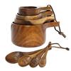 Wooden Measuring Cups And Spoons Set Coffee Bean Powder Measuring Spoon Nested Baking Tools for Accurate Cooking Rustic Kitchen Decor