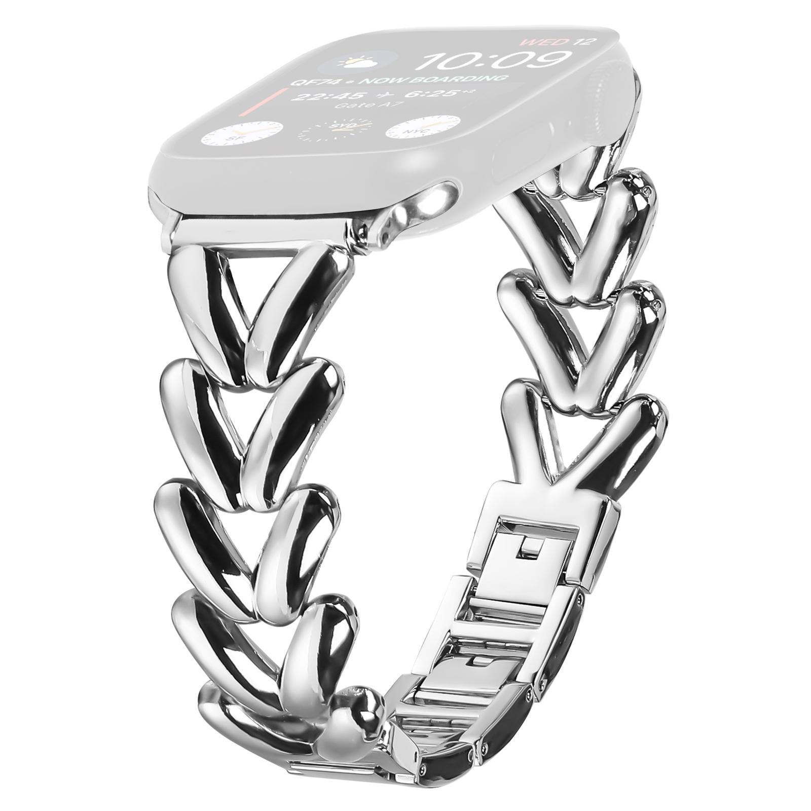 

Strap for Apple Watch Series 10 46mm/Ultra 2/Ultra 49mm/9 8 7 45mm/SE (2023) SE (2022) SE 6 5 4 44mm/3 2 1 42mm Twisted Metal Band Silver
