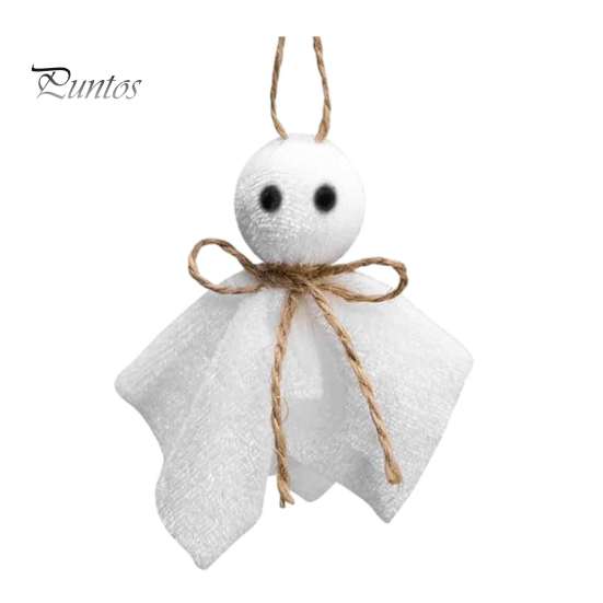 Halloween Branch Hanging Ornaments Ghost Ornament, 4 Inch Small Doll Decoration with Jute Rope, Fabric Yard Decor Farmhouse Rustic Cloth for