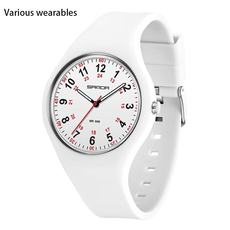 Zegarek kwarcowy silikonowy świecący wodoodporny dla dziewczynki w prostym stylu