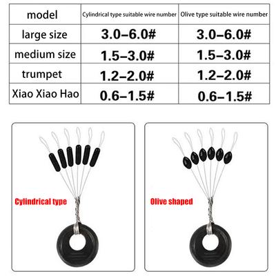 60Grains/10Set Float Space Bean Oval/Olive Shape Stopper Silicone Carp Fishing Rubber Stopper Fishing Float Bobber Fishing Tools