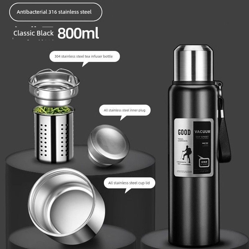316 Stainless Steel Inner Tank Vacuum All-Steel Thermos Pot for Men's Outdoor Travel and Mountaineering Large-Capacity Thermos Cup