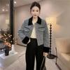 New French Petite Woolen Jacket - Autumn/Winter Collection, Stylish Lapel, Thickened Short Design