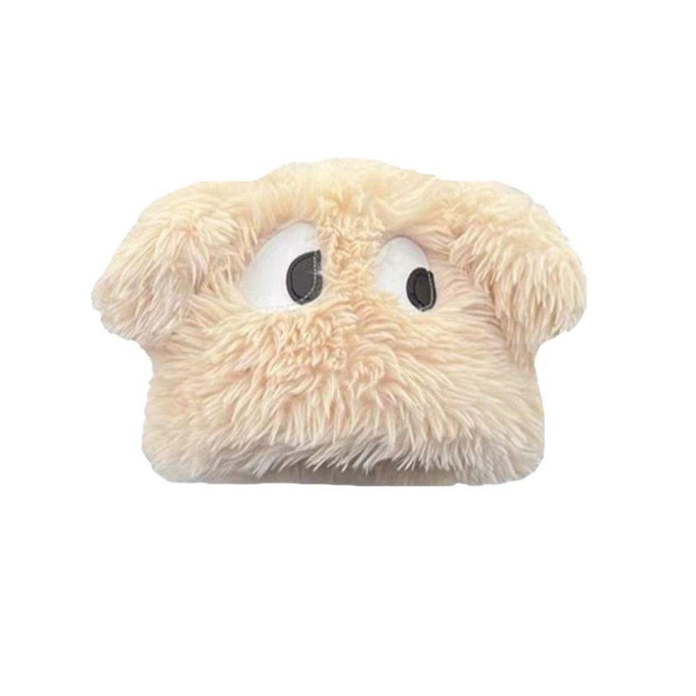 Cute Fluffy Plush Cap Big Eyes Outdoor Pullover Hats Warm Knitted Caps  Winter