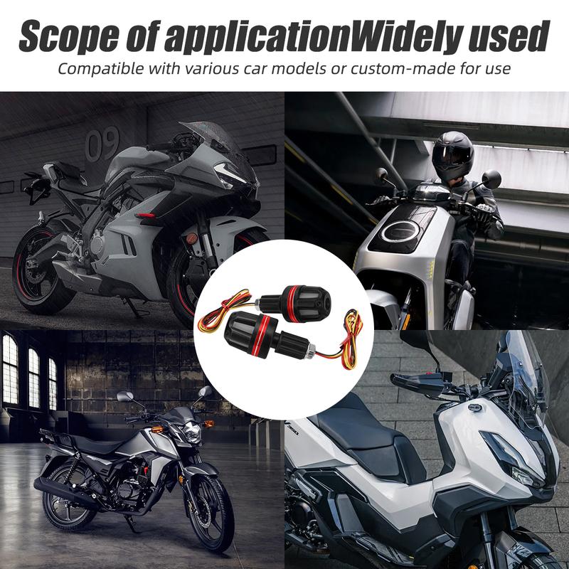 2PCS LED Turn Signal For Motorcycle Handlebar Handle Bar End Blinker Waterproof 12-24V Modification Decorative Light