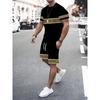 Pánský módní set šortek Volný kulatý výstřih Sportovní oblečení Pánské