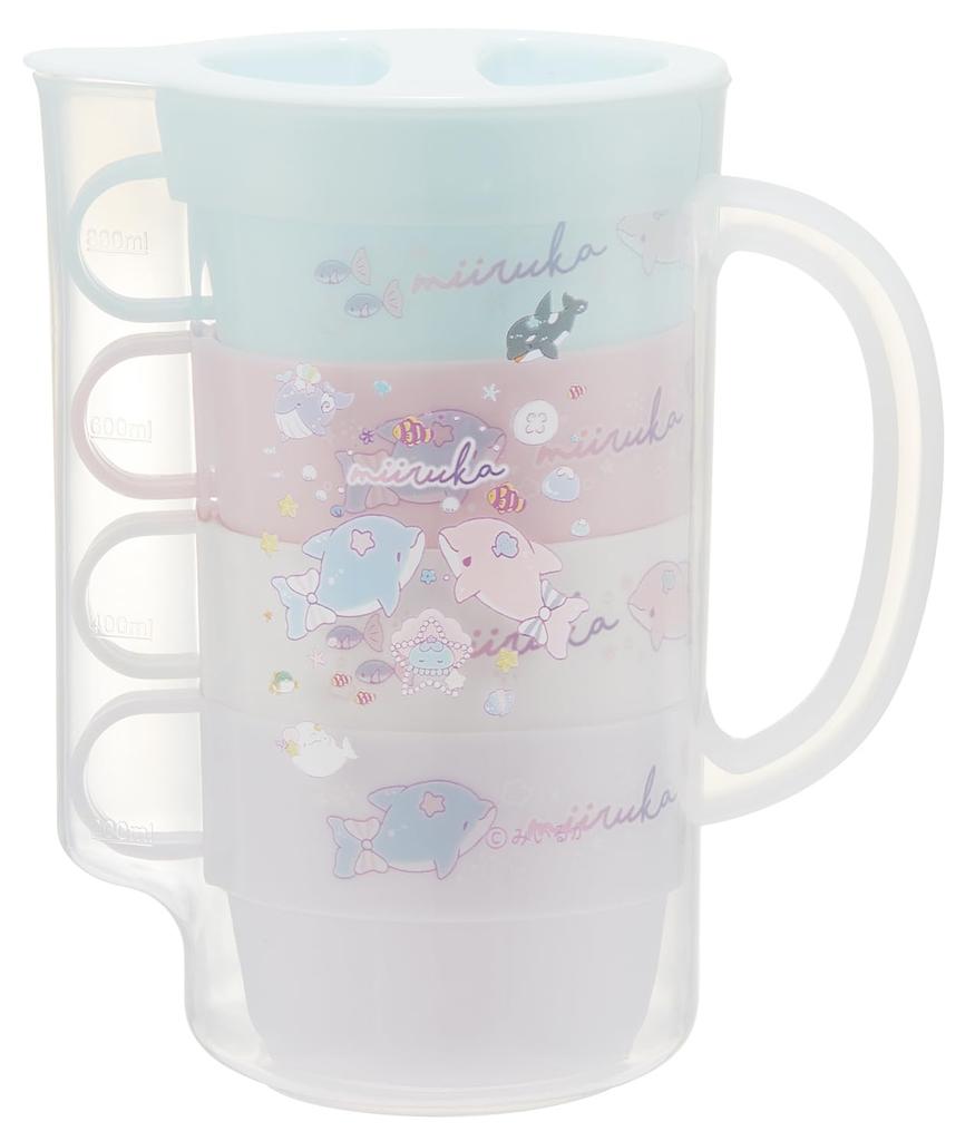 Skater Stacking Cups with Water Set of Made In Miiruka Case, Bottle, 4, Japan, Design, Girl's, KS32S-A