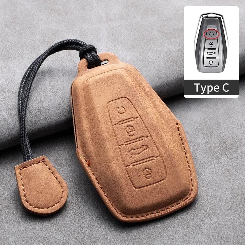 Leather Car Remote Key Case Cover for Geely for Geely Coolray X6 X7 EX7 Emgrand Global Hawk GX7 Kulrey GT GC9 Atlas Boyue NL3