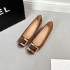 6 cm height increase, classic R home square buckle thick heel single shoes women's 2025 new European and American style suede square head high heels