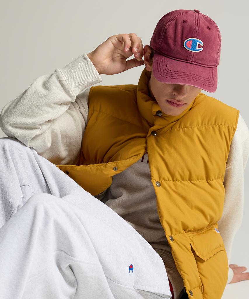 CHAMPION Big C Logo Washed Ball Cap Burgundy