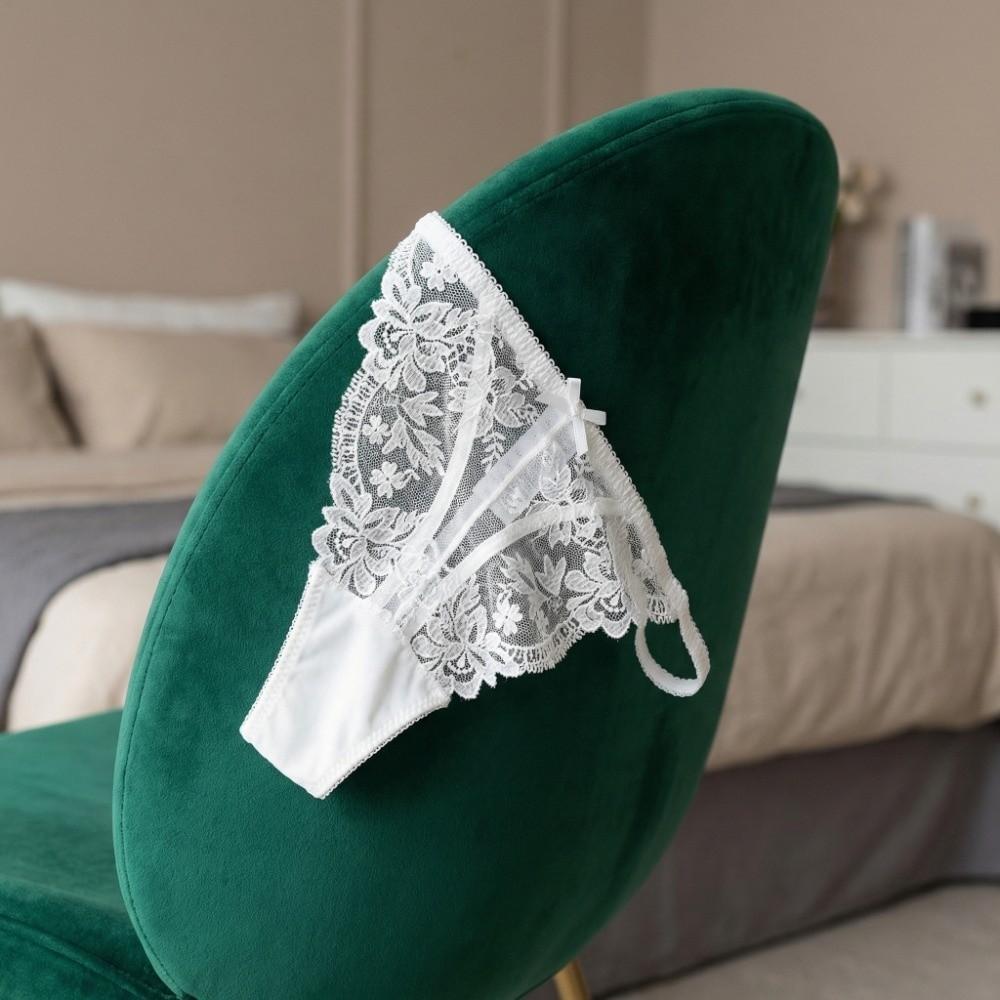 Embroidery Lace Flower Briefs Women Low Waist Romantic T Panties Sheer Mesh Lace Thong  Home