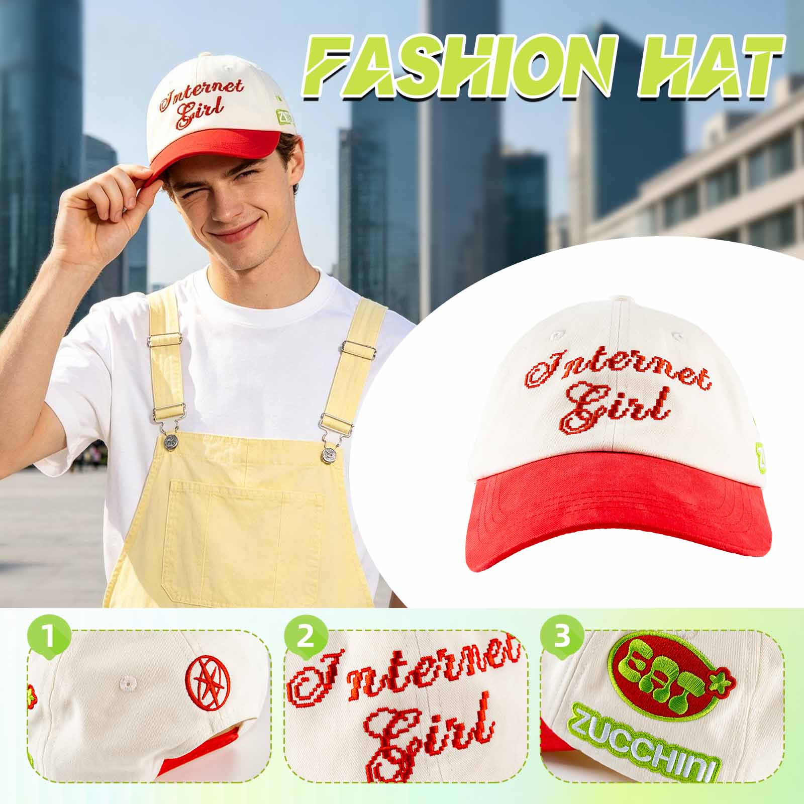 

Girl Group Official Merchandise: Fashionable Embroidered Hats one size червоний
