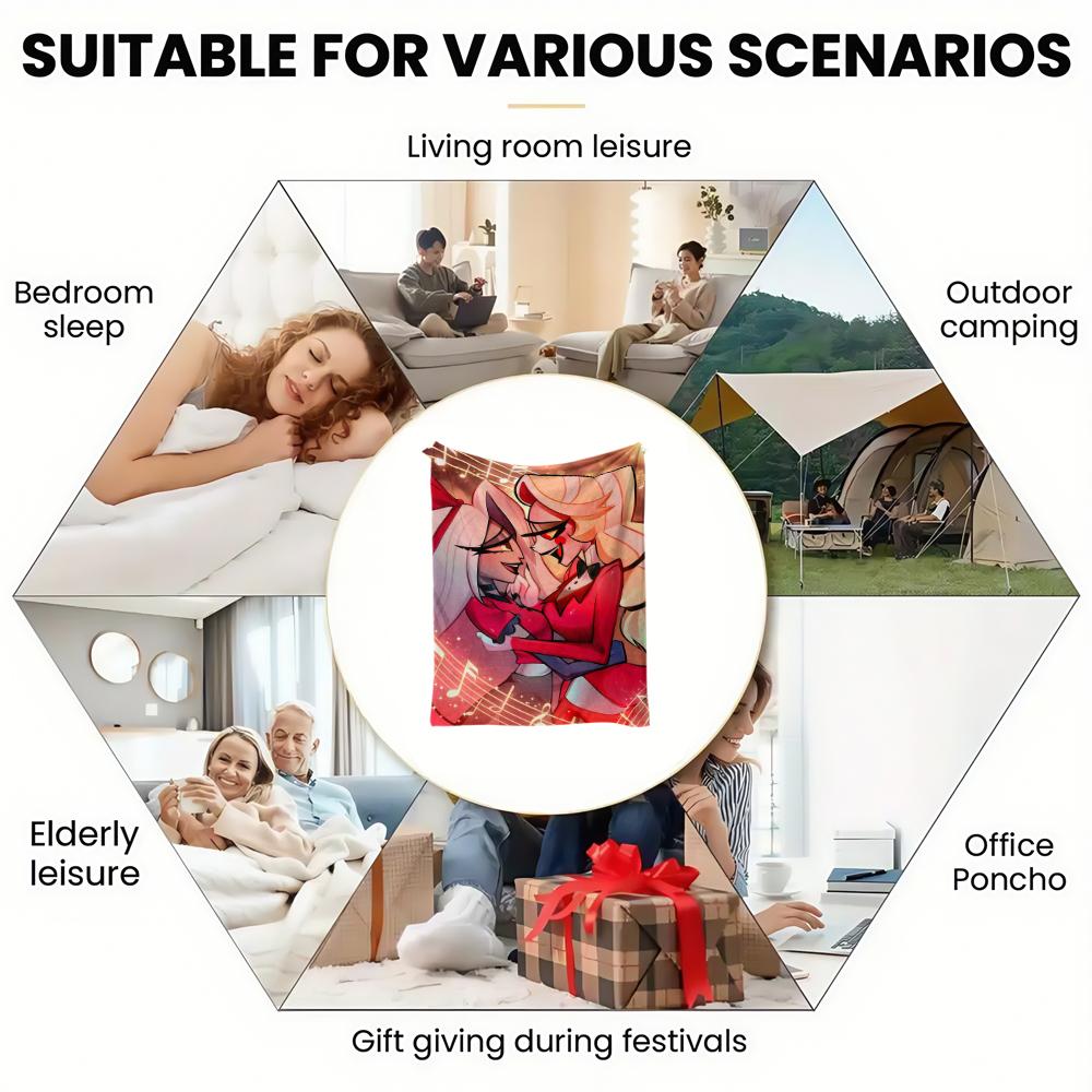 Anime Thin Flannel Blanket for Bedrooms,Living Rooms,Sofas Blankets,Offices,Lunch Breaks,Picnics,blankets Fluffy