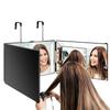 Specchio Pieghevole a Tre Vie per Taglio di Capelli Fai-da-Te con Barra Telescopica Regolabile per la Vista Posteriore