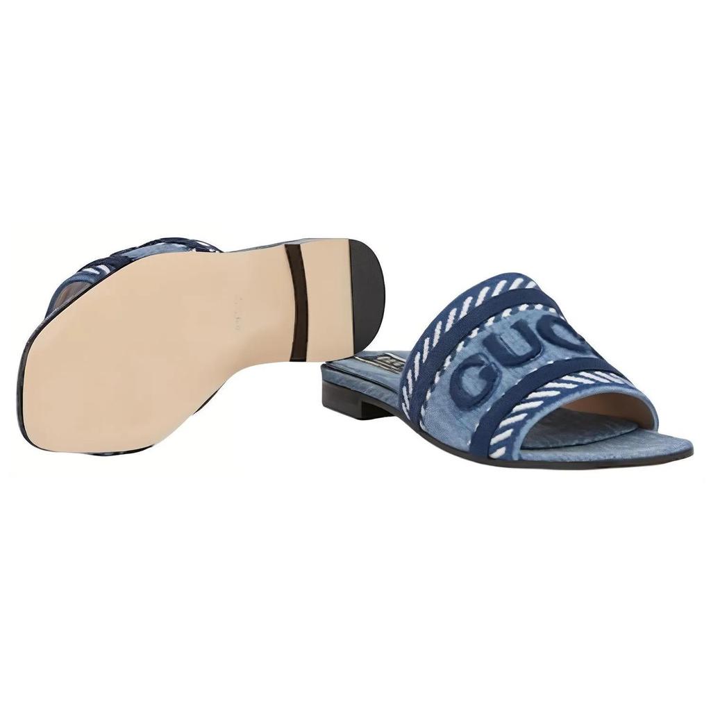 Gucci Womens Gucci Script Slide Sandal 'Light Blue Denim' Women's (Unisex) Slide Slippers