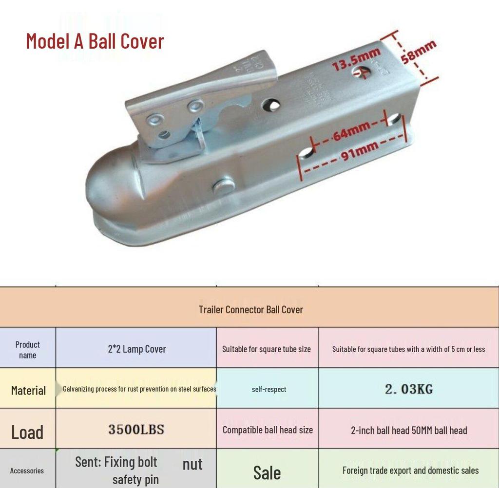 Anti-Detachment Wear-Resistant Cast Steel Trailer Tow Ball Cover for RVs & Boats