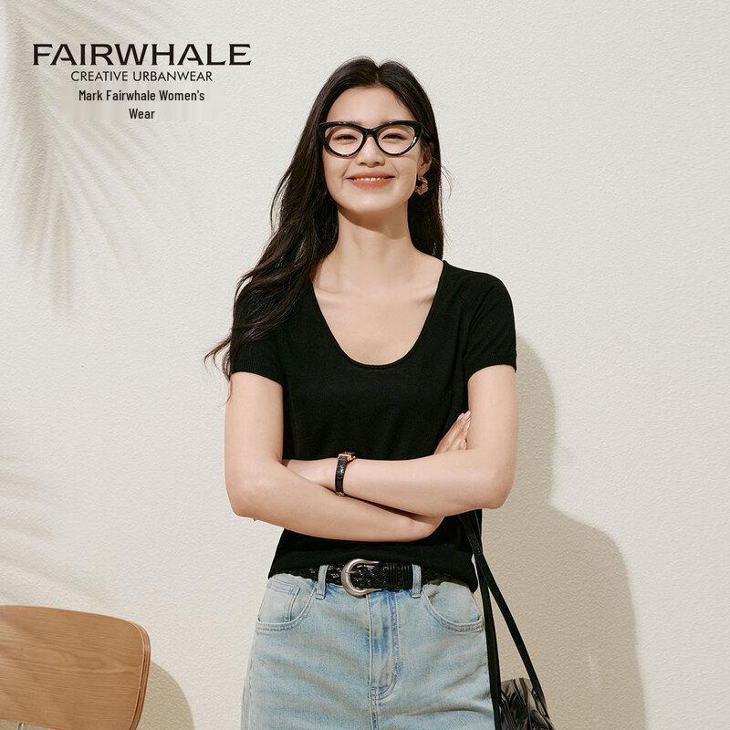 

Mark Huafei Women s U-Neck Short Sleeve Mercerized Wool Knit Top S (88-110 lbs)