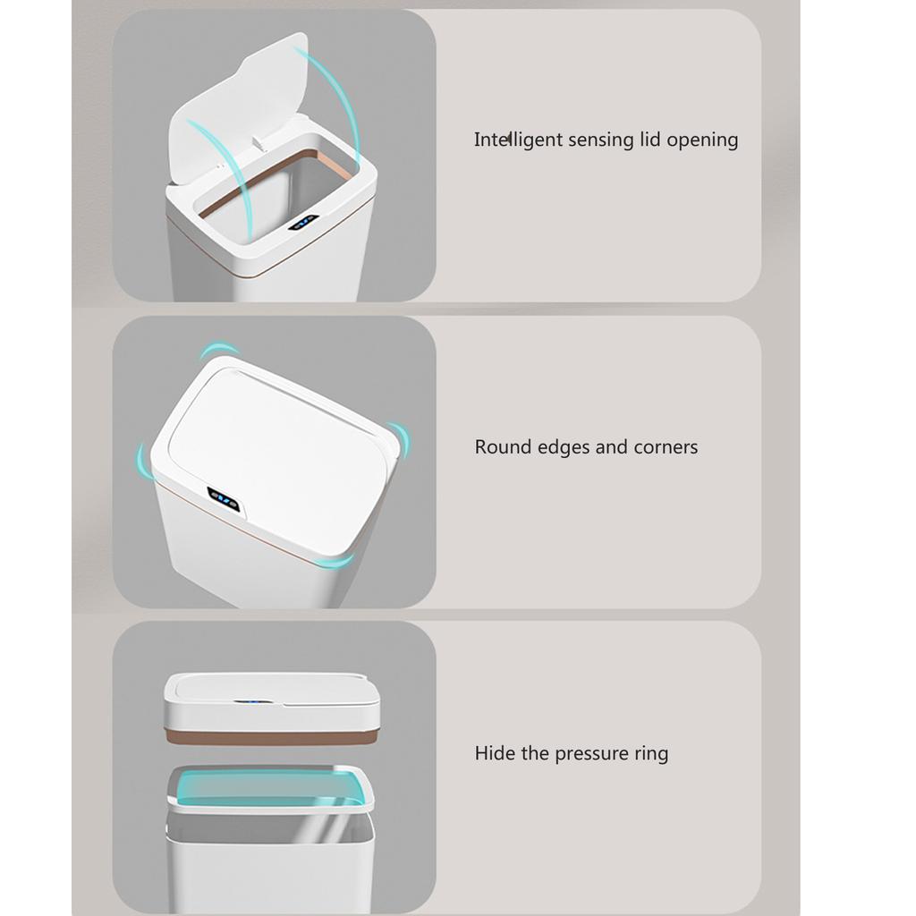 Intelligent Trash Container with Sensors Lid Fashion Automatic Garbage Can for Various Room Placement Trash Bin