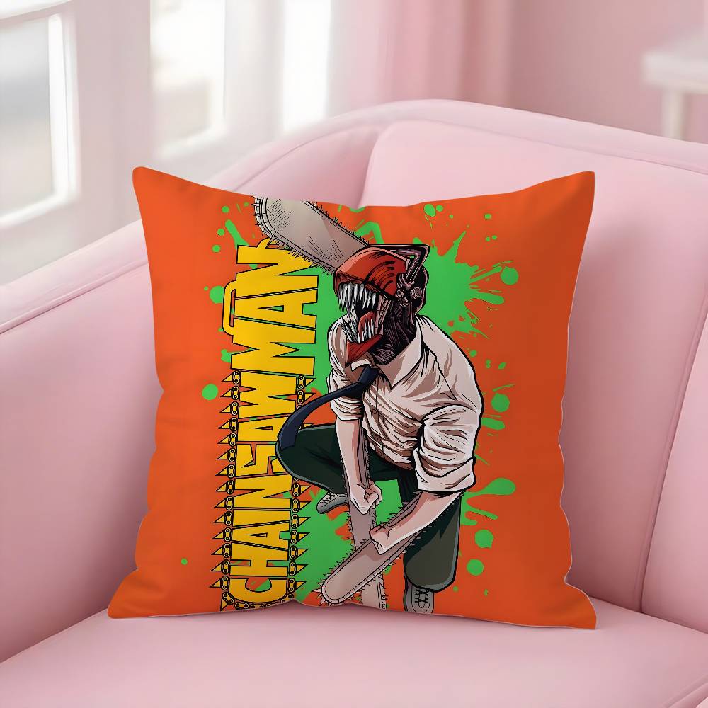 Popular Anime C-Chainsaw Mans Pillow Case Soft Plush Fabric Double Sided Print Decorative Home Living Room Gift Cushion Cover