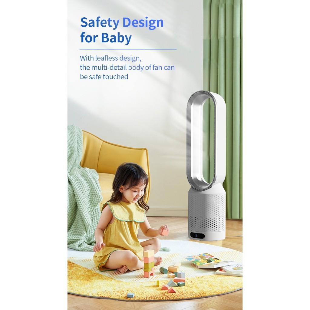 20 Inches Bladeless Air Circulation Fan 3 Modes Freely Adjustable Desktop Fan Household Negative Lons Purification Fan