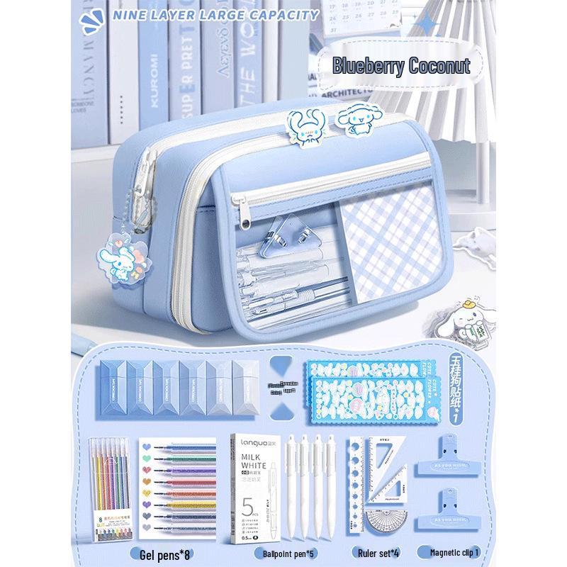 9-Tier Large Capacity Flip-Top Pencil Case for Girls and Boys - Ideal for Elementary and Junior High School Students
