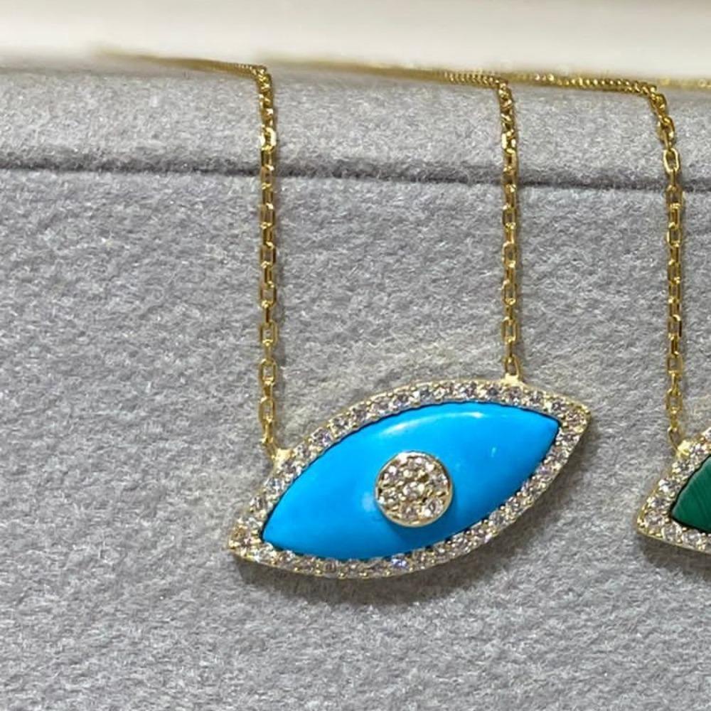 Electroplated Devil's Eye Necklace 18K True Gold Opal Zircon Necklace  Jewelry Gift