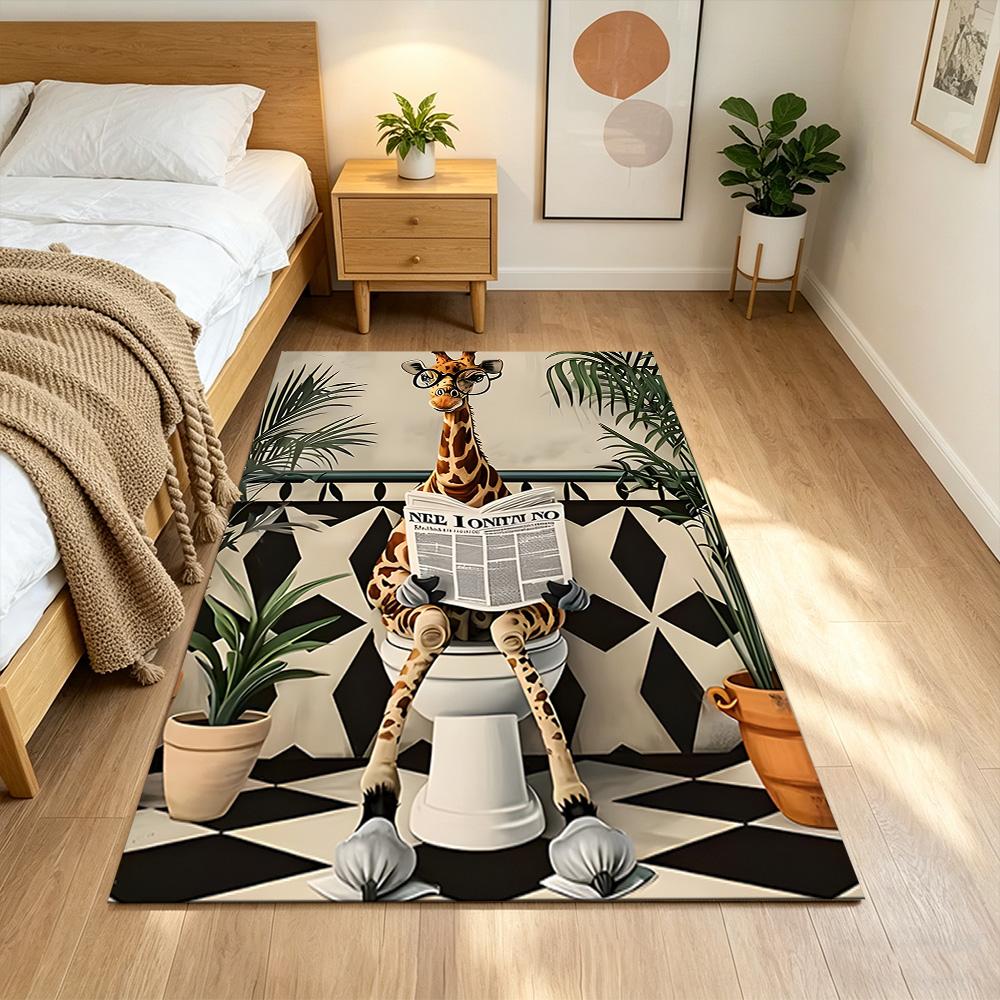 Jungle Giraffe Adventure Non-Slip Home Carpet Design for Office Decor Living Room Bedroom Gift