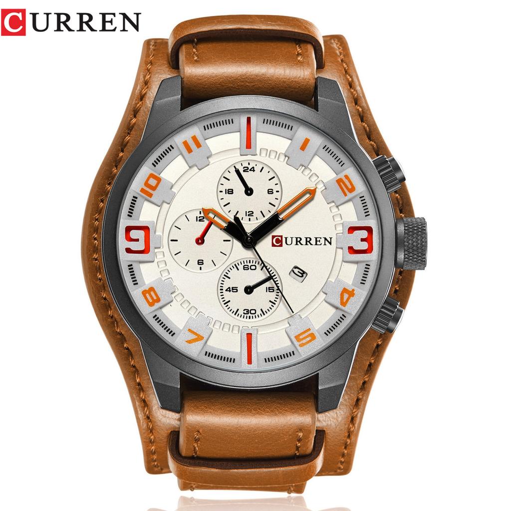 CURREN Men Quartz Watch Multifunction Date Wristwatch Vintage Military Sports Waterproof Male Watch Large Dial Fashion For Men