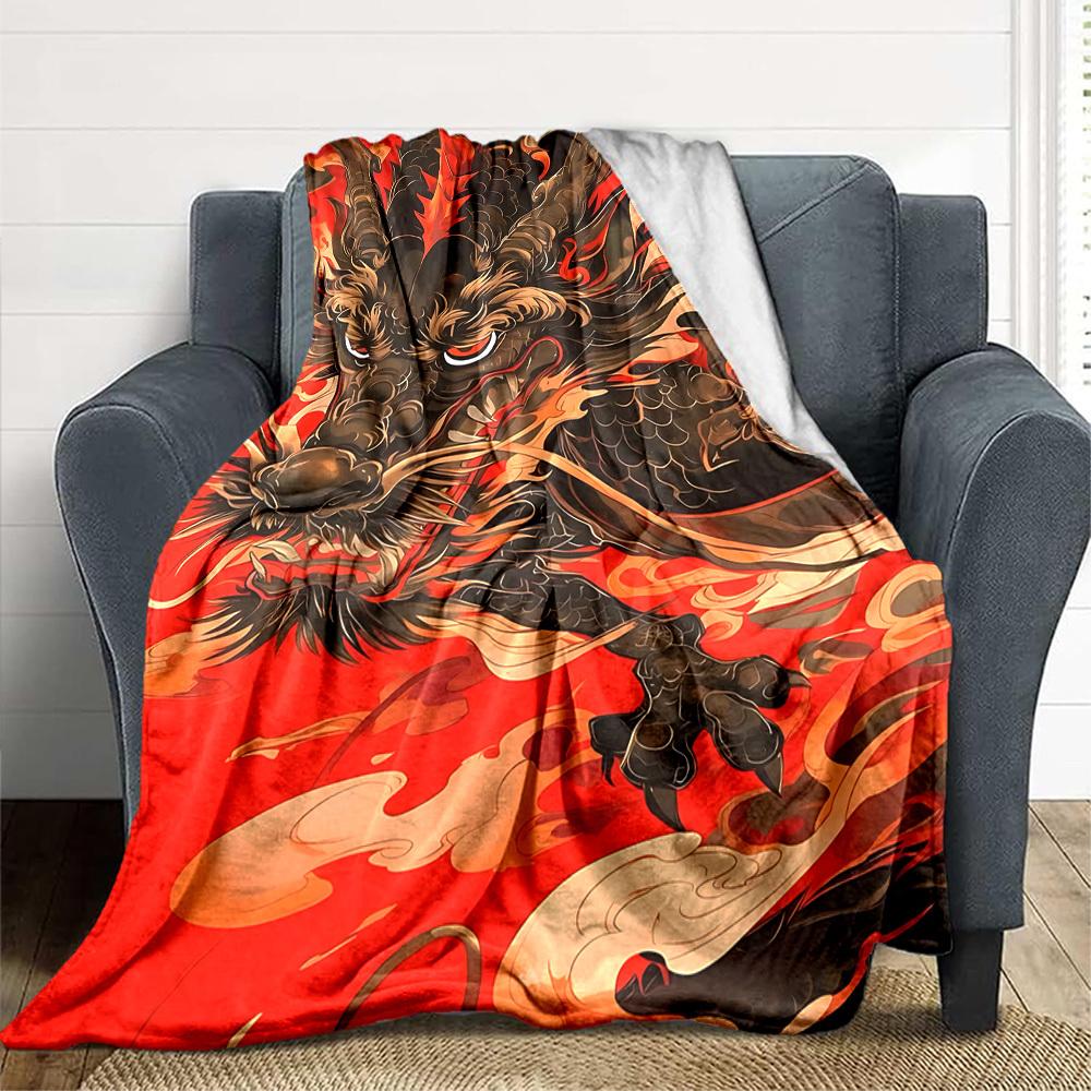1pc Mythical Creature Illustration Blanket Warm, Cozy, And Soft, Suitable for Sofas, Beds, Cars, And Office Use.Perfect for Camping And Travel, Making