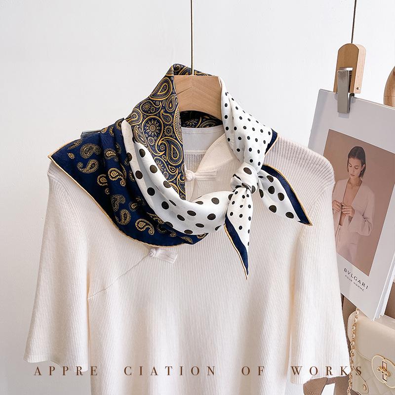 70 Square Scarves Silk Scarves Women's Spring 100% Mulberry Silk Crimped Silk Scarves High-end Design Sense Heavy 16 Mmi Silk Scarves