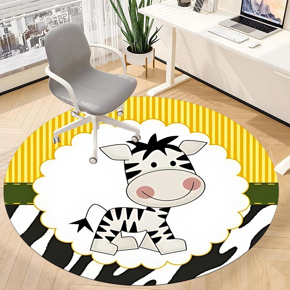 1pc Zebra, CartoonChair Carpet for Office, Indoor Non-Slip Washable Polyester Fiber Carpet, Mat For Office, Machine Washable