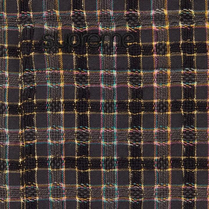 Supreme Metallic Plaid Zip Up Shirt Washed Black