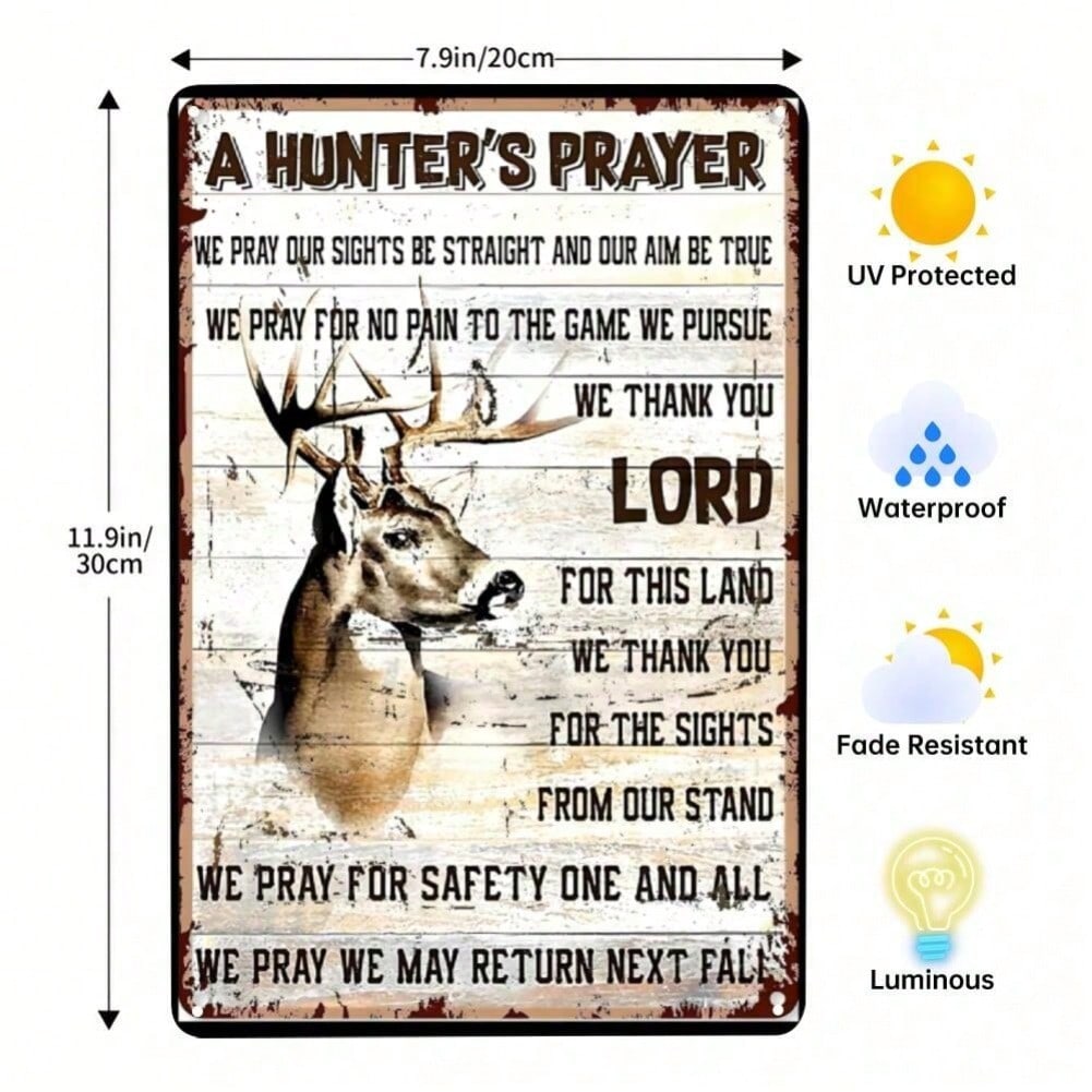

Vintage Deer Hunting Tin Sign Metal Wall Art For Hunters Home Decor Gift 20x30 разноцветный