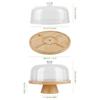 Wood Cake Plate with Clear Dome Lid Non-slip Pastry Stand Wooden Pedestal Stand for Cheese Chips Fruit Platter