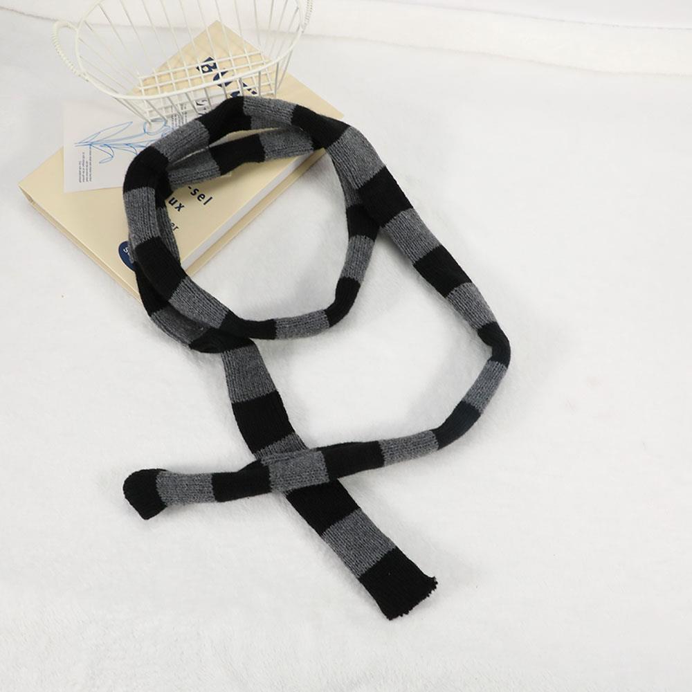 2024 Women Harajuku Cotton Scarves Y2k Black Grey Stripe Long Scarves 180cm Thin Long Decorative Neckerchief Fashion Streetwear