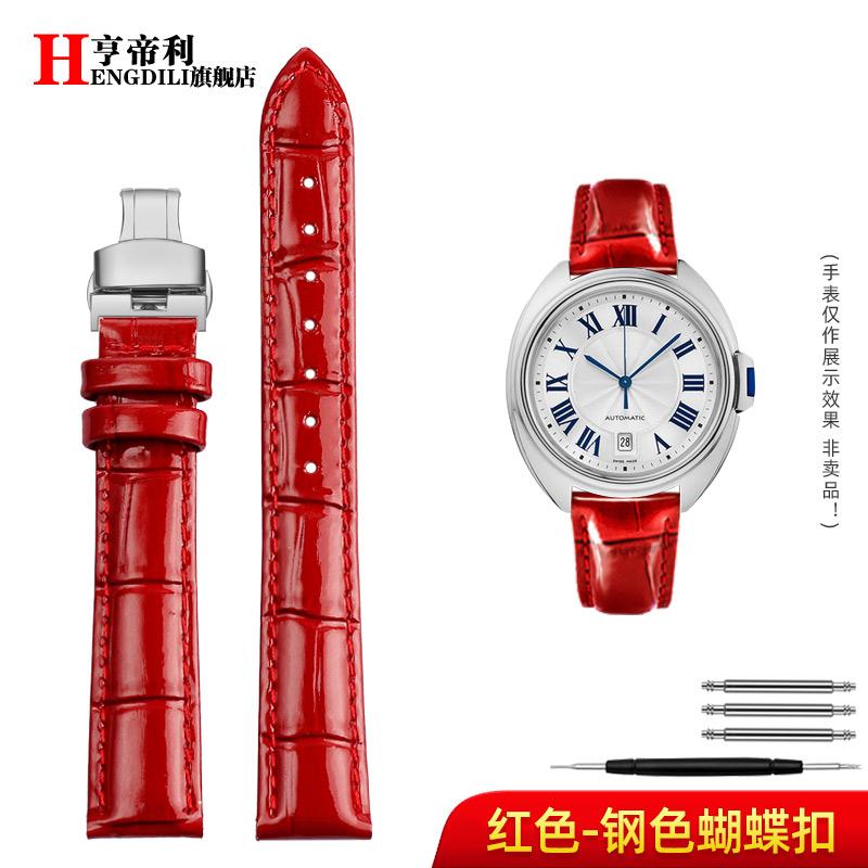 women's Bright smooth cowhide watch strap 14mm 15mm 16mm 17mm 18mm For Cartier Solo Key TANK London crocodile leather watchband