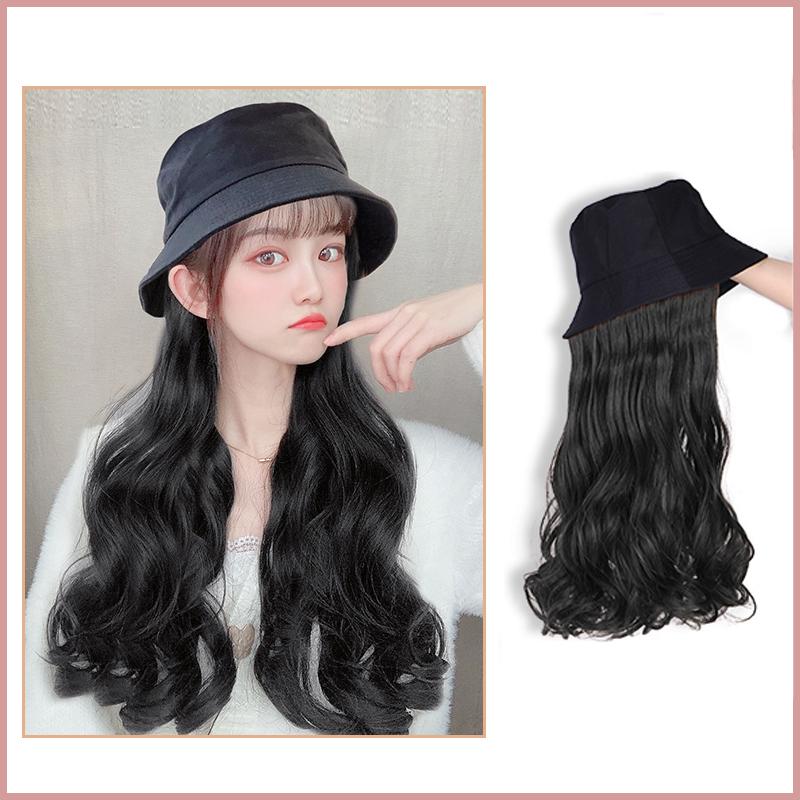 

Женский натуральный волнистый синтетический парик Bybrana, черные и каштановые волосы, черная рыбацкая шляпа для девочек