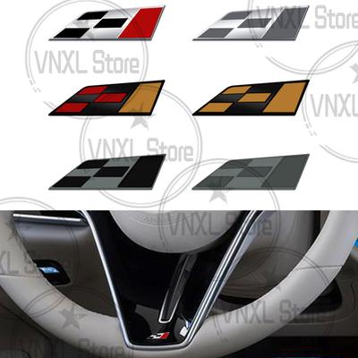 1x Car Steering Wheel Race Flag Logo Badge Interior 3D Metal Decoration Stickers For Leon Exeo Ibiza Altea Tarraco Arona Ateca